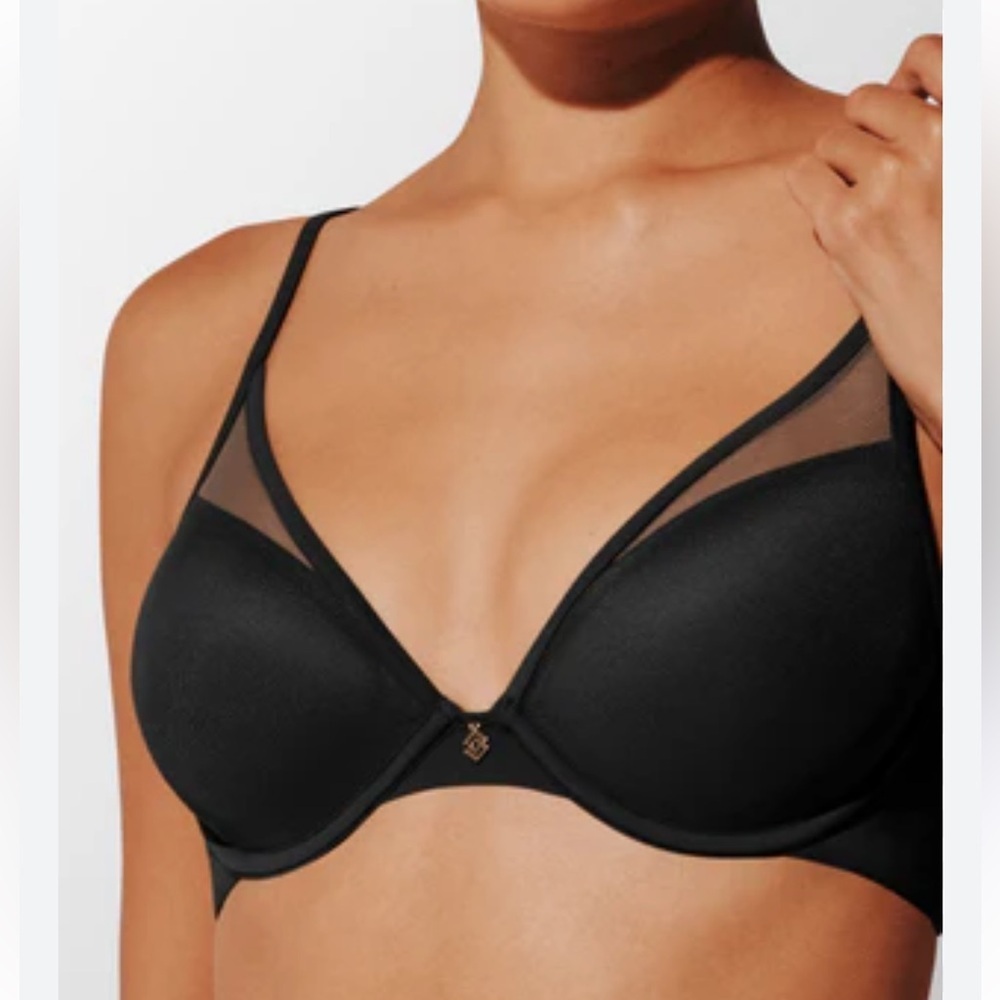 Thirdlove 24/7 Classic Uplift black Plunge Bra with mesh